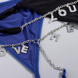 Sexy Thong Chains Crystal Letter Waist Body Chain For Women