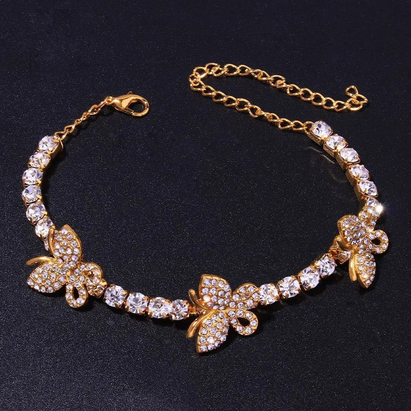 Sexy Small Butterfly Lady Anklet Rhinestone Chain Crystal Foot Jewelry