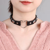 Vintage Gothic Collar Necklaces Leather Heart Choker