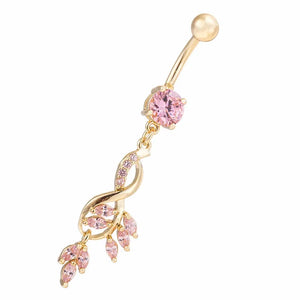 Pink Zircon High Steel Navel Piercing Belly Button Rings Body Jewelry