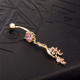 Pink Zircon High Steel Navel Piercing Belly Button Rings Body Jewelry