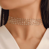 Wide Metal Collar Choker Necklace Sexy Statement Party Jewelry