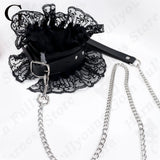 Women BDSM Leather Harness Traction Rope Bell Pendant Collar Choker