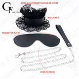 Women BDSM Leather Harness Traction Rope Bell Pendant Collar Choker