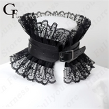 Women BDSM Leather Harness Traction Rope Bell Pendant Collar Choker