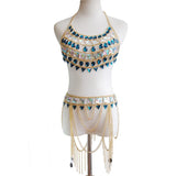 Sexy Women Metal Chain Sequins Summer Dress Exotic Nightclub Party Wear