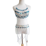 Sexy Women Metal Chain Sequins Summer Dress Exotic Nightclub Party Wear