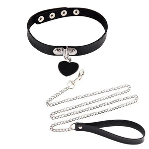 Pink Bowknot Necklace Punk Collar Leather BDSM Choker