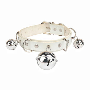 Sexy Pink PU Leather Bowknot Chain Bell Punk Collar Choker Necklace