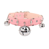 Sexy Pink PU Leather Bowknot Chain Bell Punk Collar Choker Necklace