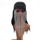 Sexy Women Silver Multi-Layer Tassel Chains Face Mask Jewelry Head Harness