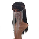 Sexy Women Silver Multi-Layer Tassel Chains Face Mask Jewelry Head Harness