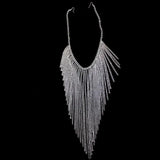 Sexy Women Silver Multi-Layer Tassel Chains Face Mask Jewelry Head Harness