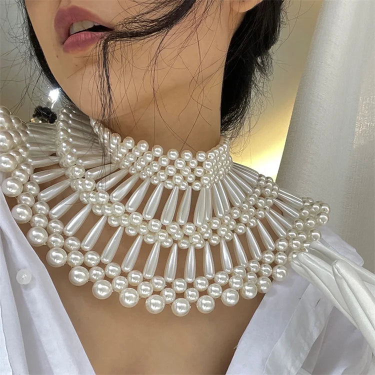 Women's Pearl Body Chain Bra Shawl Necklaces Tops Chain Wedding Dress