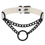 Exaggerated Ring Collar Gothic Punk Leather Necklace
