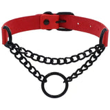 Exaggerated Ring Collar Gothic Punk Leather Necklace