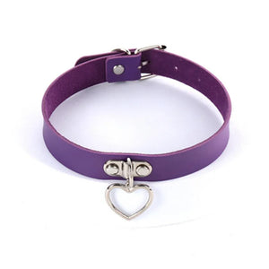 Punk Gothic Heart-Shaped Collar Necklace Sexy PU Leather