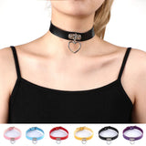 Punk Gothic Heart-Shaped Collar Necklace Sexy PU Leather