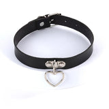 Punk Gothic Heart-Shaped Collar Necklace Sexy PU Leather