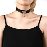 Punk Gothic Heart-Shaped Collar Necklace Sexy PU Leather