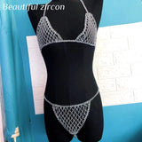 Rhinestone Bra and Thong Body Jewelry Bikini Set