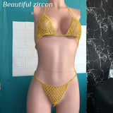 Rhinestone Bra and Thong Body Jewelry Bikini Set
