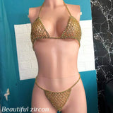 Rhinestone Bra and Thong Body Jewelry Bikini Set