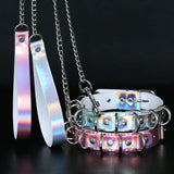 Punk Rivets Collar Big D Round Leather Choker
