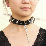 Punk Rivets Collar Big D Round Leather Choker