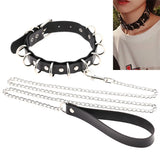 Punk Rivets Collar Big D Round Leather Choker