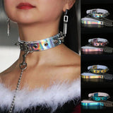 Punk Rivets Collar Big D Round Leather Choker