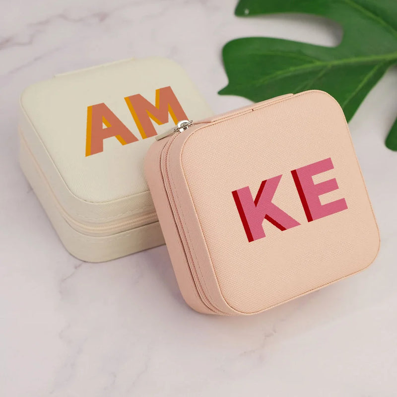 Personalized Leather Travel Jewelry Box with Name