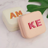 Personalized Leather Travel Jewelry Box with Name
