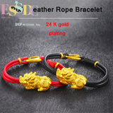 Shajin Pixiu Red Leather Rope Bracelet Men Women Couple Gift Retro Style