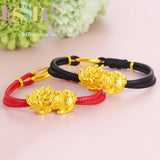 Shajin Pixiu Red Leather Rope Bracelet Men Women Couple Gift Retro Style