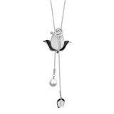 Shampee Tulip Opal Crystal Pendant Necklace Women Lady Jewelry