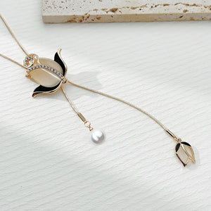 Shampee Tulip Opal Crystal Pendant Necklace Women Lady Jewelry