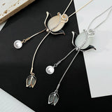 Shampee Tulip Opal Crystal Pendant Necklace Women Lady Jewelry