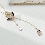 Shampee Tulip Opal Crystal Pendant Necklace Women Lady Jewelry
