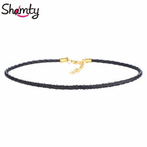 Thin Leather Rope Choker Necklace Habasha Style Accessory