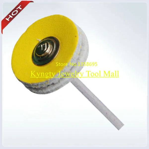 2.35mm Shank Dental Lab Yellow Chamois Wheel Brush 100 pcs