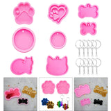Silicone Keychain Round Shaped Epoxy Resin with Key Rings