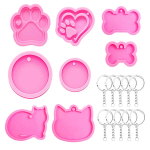 Silicone Keychain Round Shaped Epoxy Resin with Key Rings