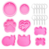 Silicone Keychain Round Shaped Epoxy Resin with Key Rings