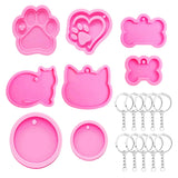 Silicone Keychain Round Shaped Epoxy Resin with Key Rings