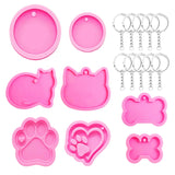 Silicone Keychain Round Shaped Epoxy Resin with Key Rings