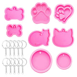 Silicone Keychain Round Shaped Epoxy Resin with Key Rings