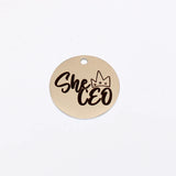 She CEO Girl Charm Stainless Steel Motivation Hustle Pendant