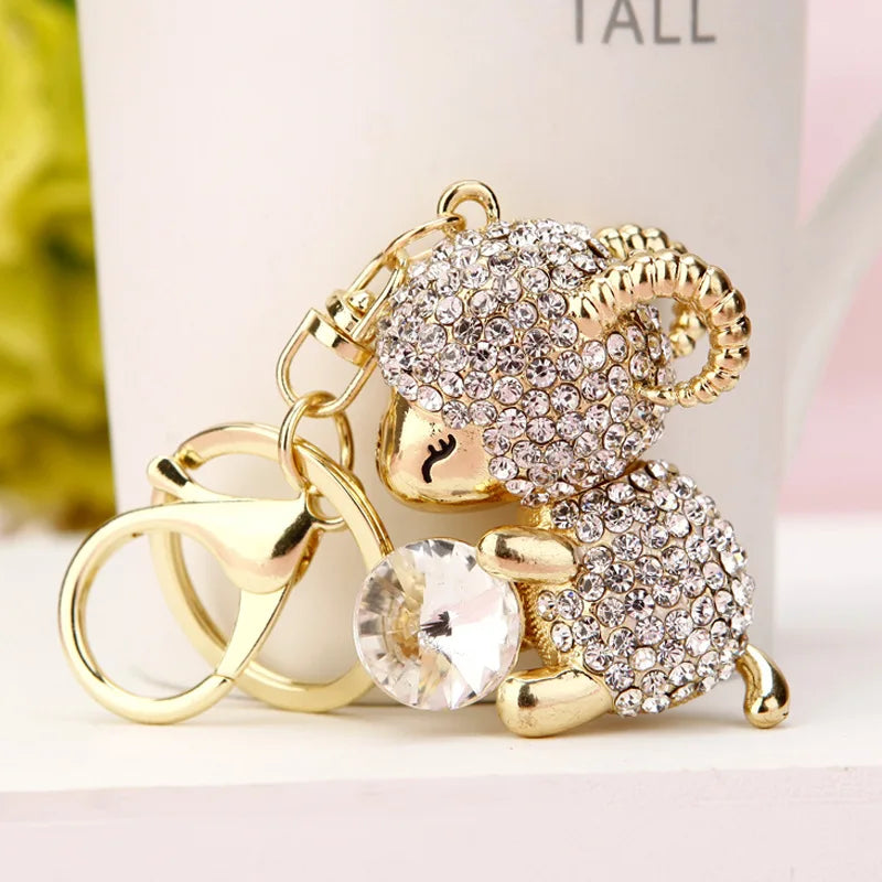 Sheep Crystal Charm Purse Handbag Car Key Keychain Party Wedding Birthday Gift