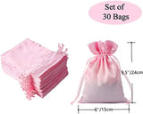 SheepSew 30 Pack 5 x 7 Pink Satin Gift Bags Drawstring Pouch